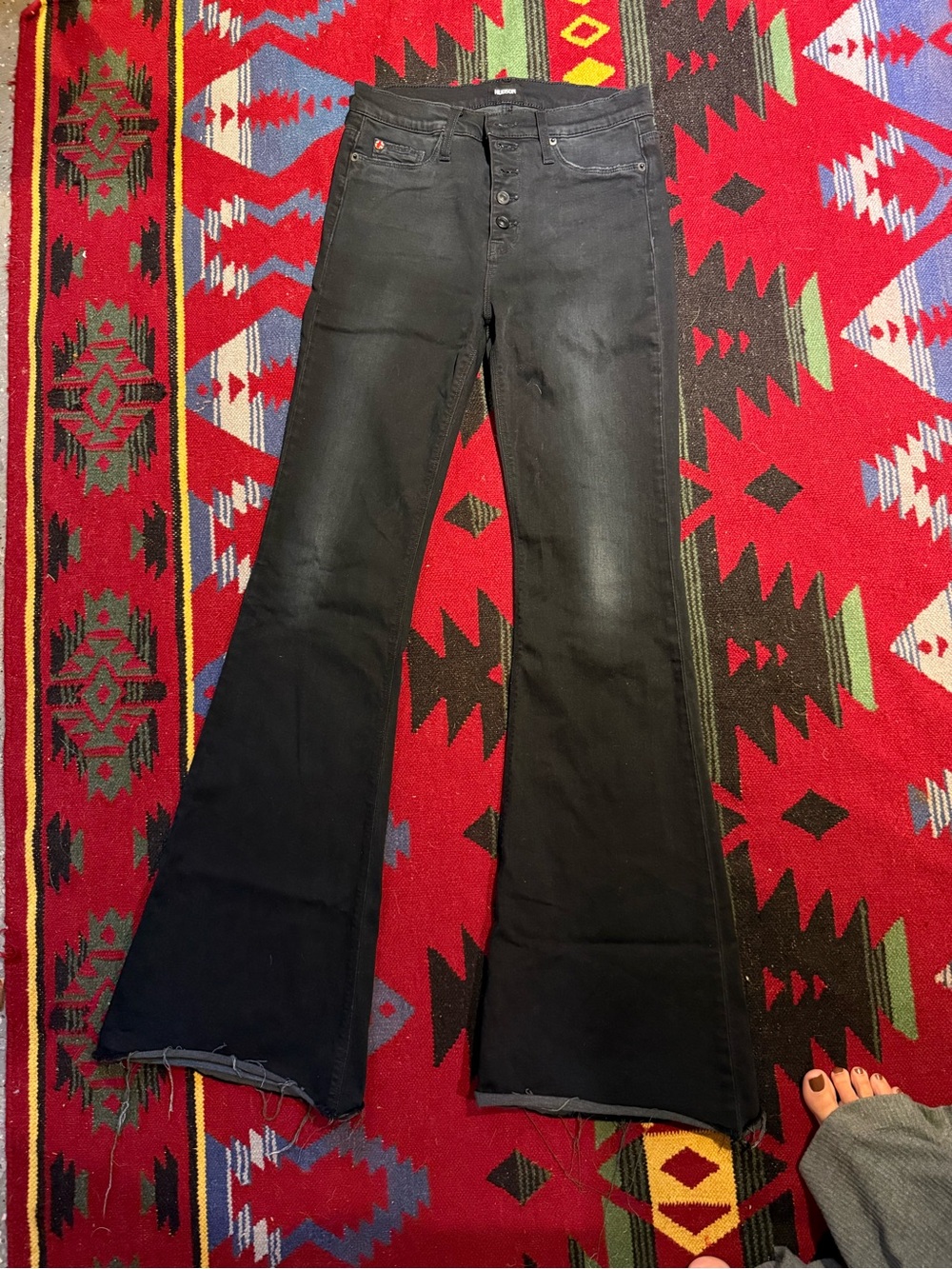 Hudson Jeans Black High-Rise Flare Button-Fly